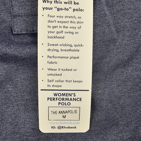 NWT Rhoback Women's Golf Performance Polo The Annapolis Size Medium - Picture 12 of 14